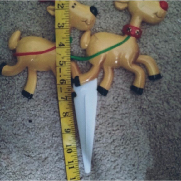 2 Vintage Christmas Santa Reindeer JCNY Plastic Planter tabletop Decorations - Picture 12 of 12